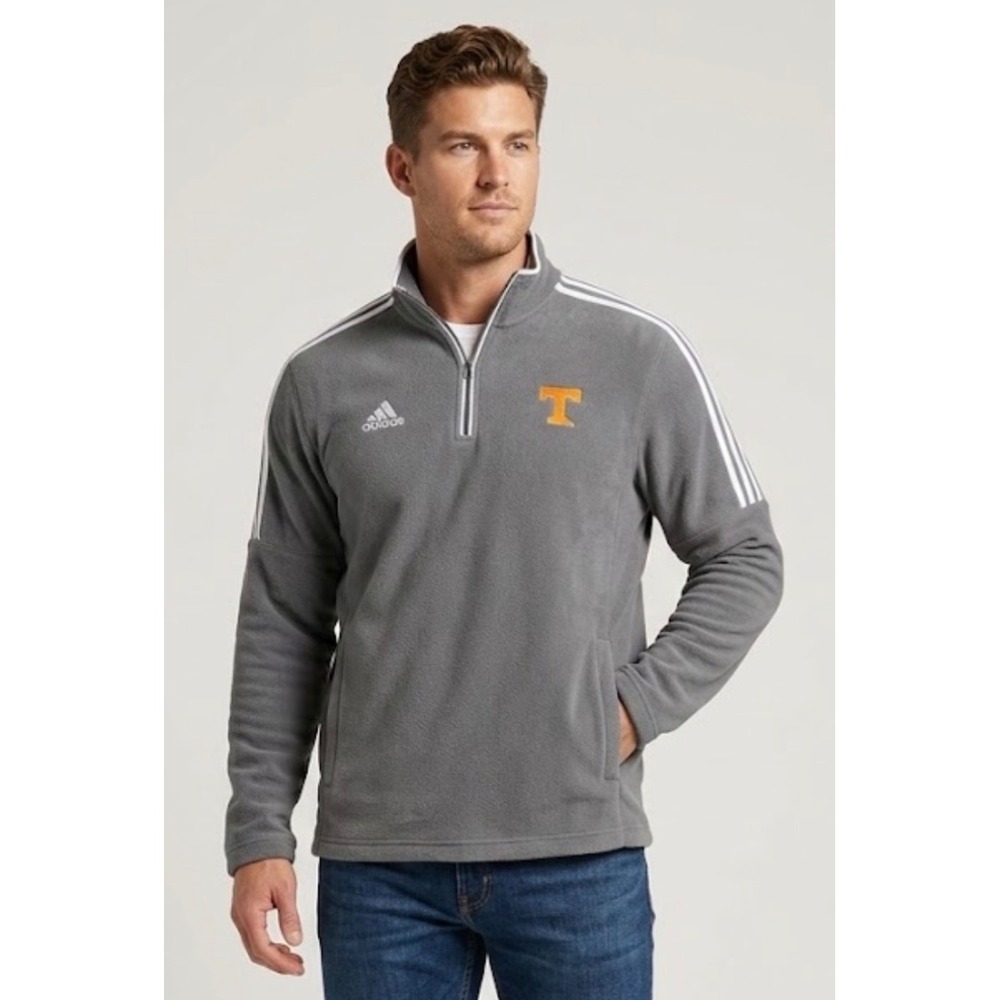 Adidas Mens Tennessee Volunteers Quarter Zip Fleece‎ Pullover Gray Large NCAA